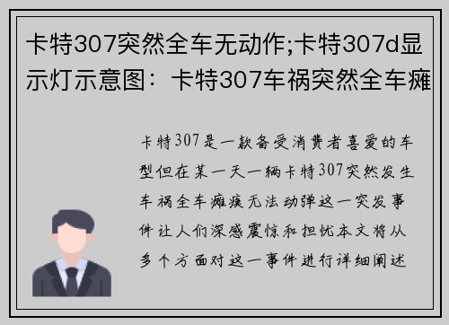 卡特307突然全车无动作;卡特307d显示灯示意图：卡特307车祸突然全车瘫痪